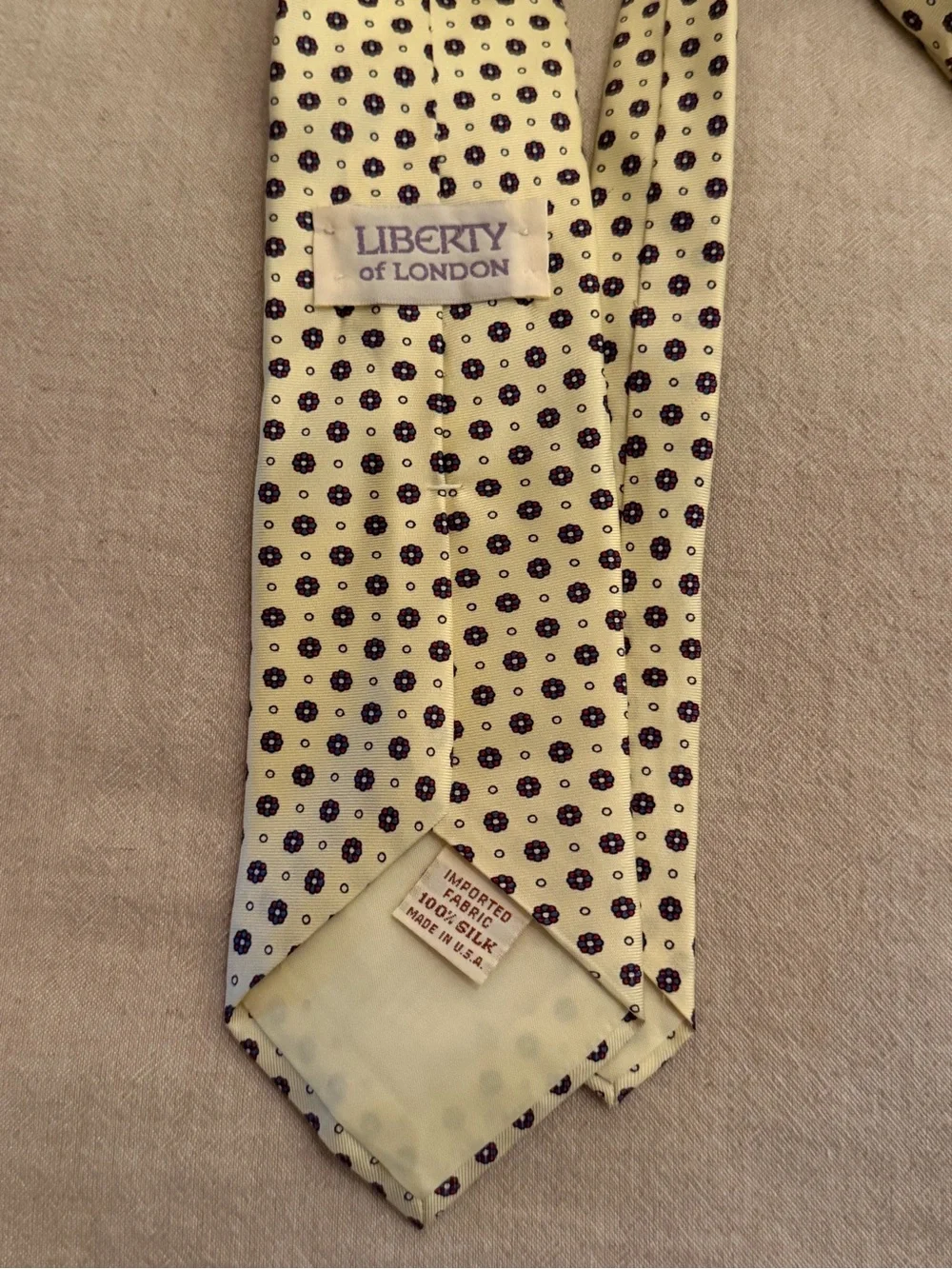 Liberty of London 100% Silk Yellow with Small Blue and Red Floral 57